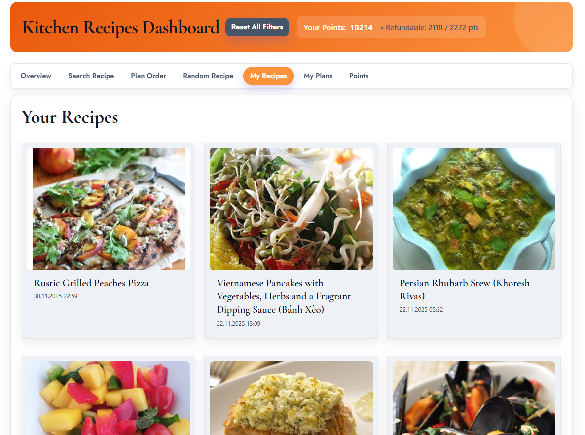 Saved recipes list (placeholder)