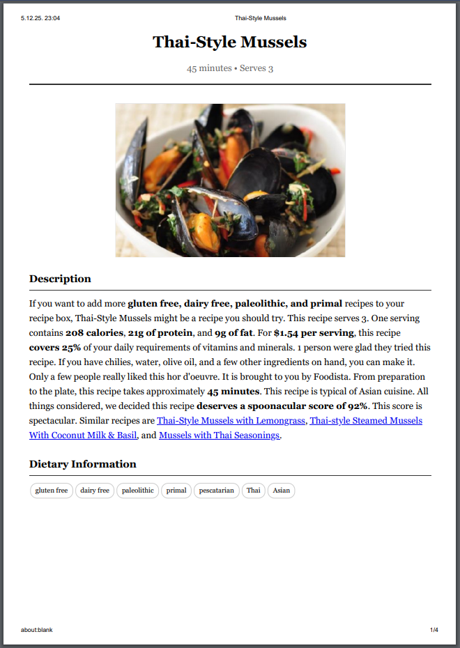 Printing page or section (placeholder)