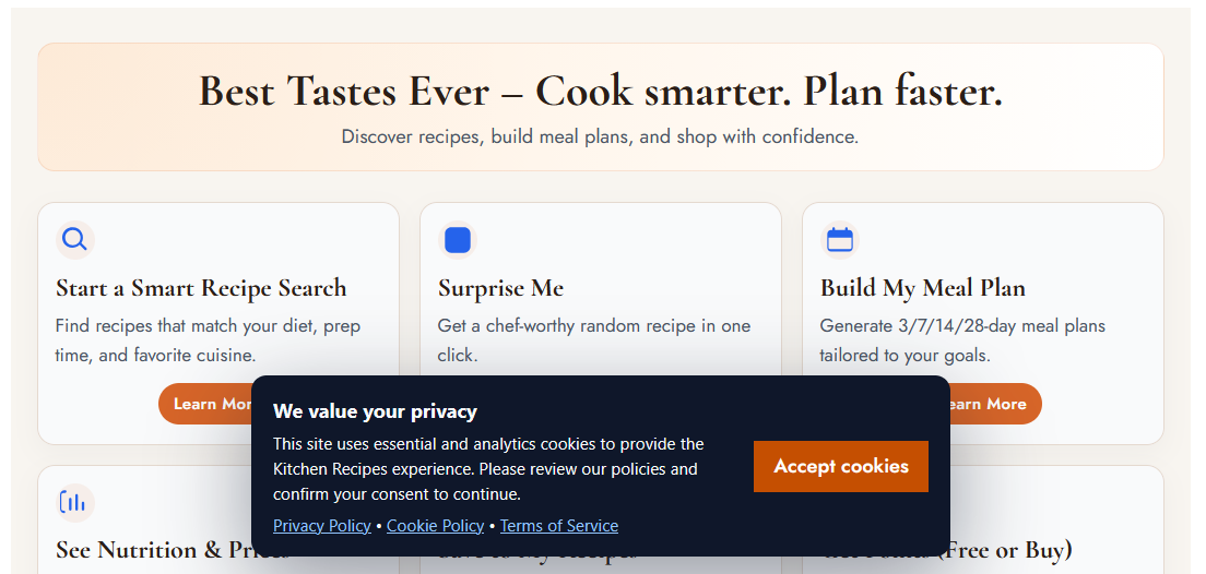 Privacy notice and cookie banner (placeholder)